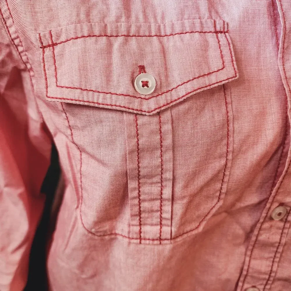 Michael Brandon Snap Down Tab roll long sleeve western rodeo shirt Size small - Picture 6 of 8